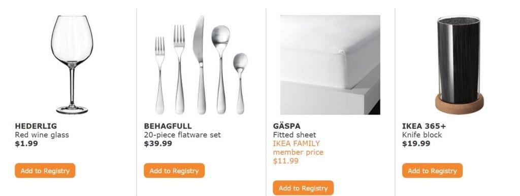 Just a few of IKEA's Top 20 wedding gifts 